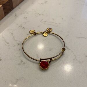 Alex and Ani July Birthstone Charm With Gold Bangle Charm Bracelet